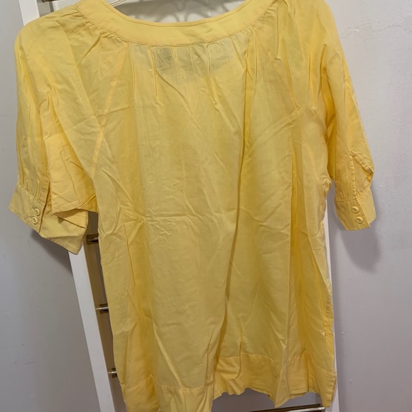 Chico’s Yellow & Red 100% Cotton Button Down Short Sleeve Top’s - Picture 2 of 10